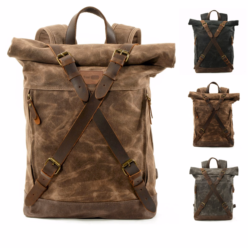 Vintage Canvas Leather Laptop Backpack