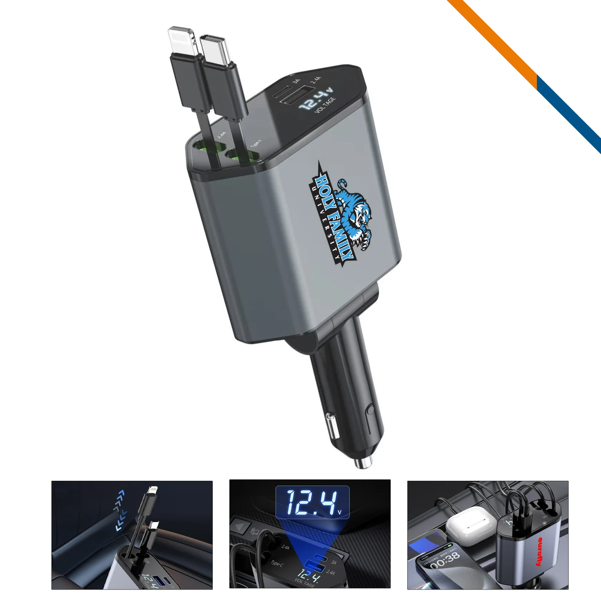 Jameson 4in1 Retractable Fast Charging Car Charger 1