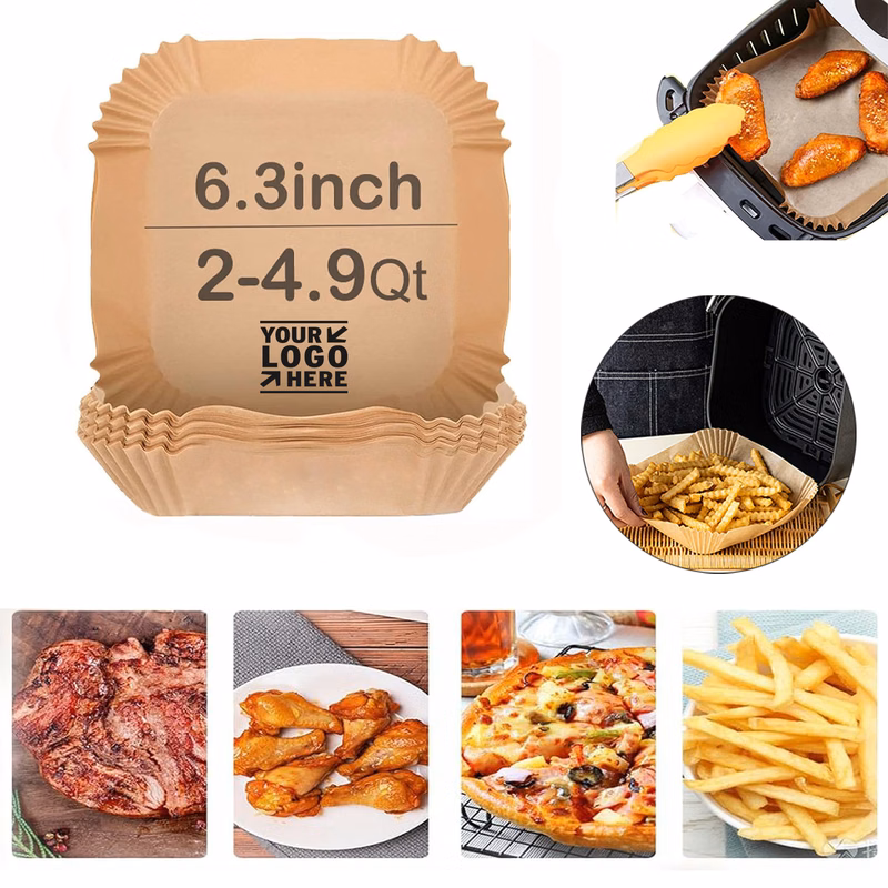 Air Fryer Oil-Proof High Temperature Disposable Liner Square 6.3inch Natural Baking Parchment Paper