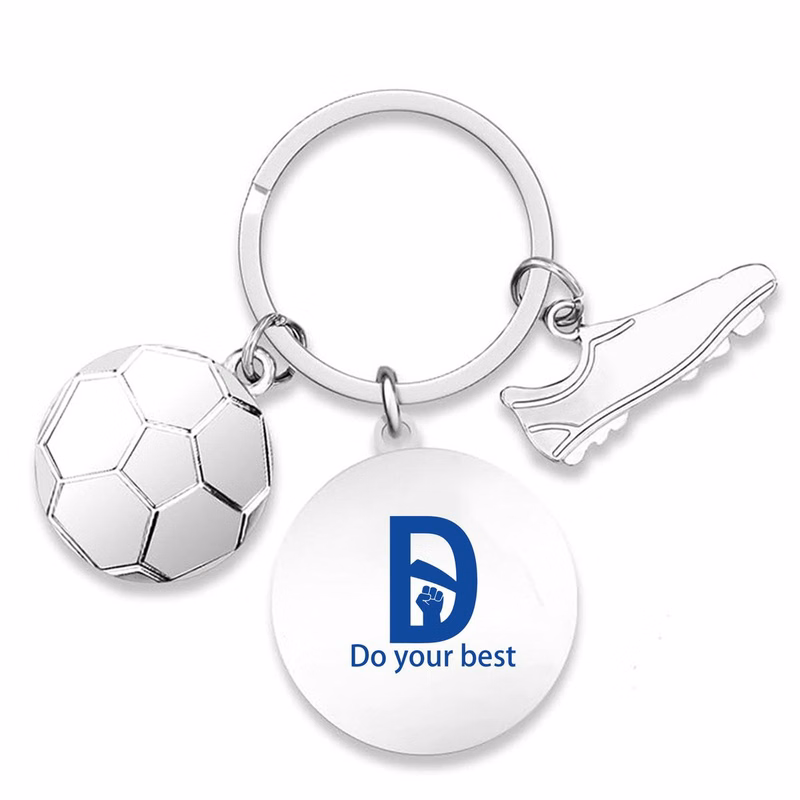 Stainless Steel Soccer Keychain