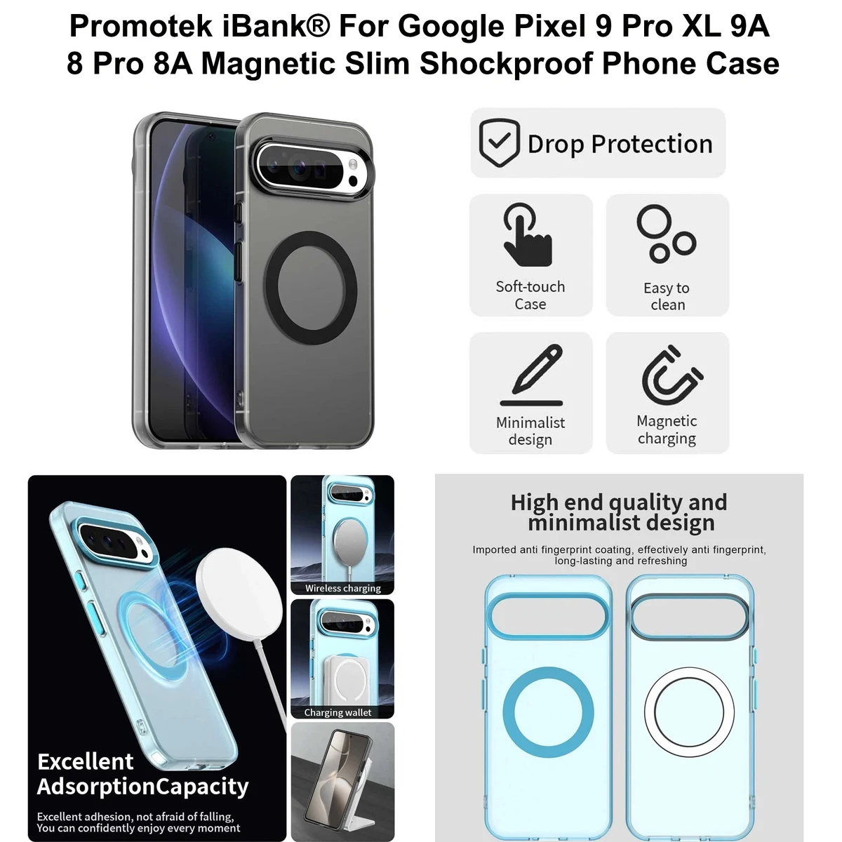iBank® Case for Google Pixel 10/9/8/7/6 A Pro XL + Tempered Glass 1