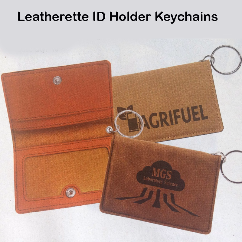 4 1/4" Black Laserable Leatherette ID Holder- Black