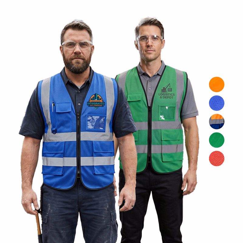 3.8 Oz. Polyester Double Band Class 2 Reflective Safety Vest With 4 Pockets