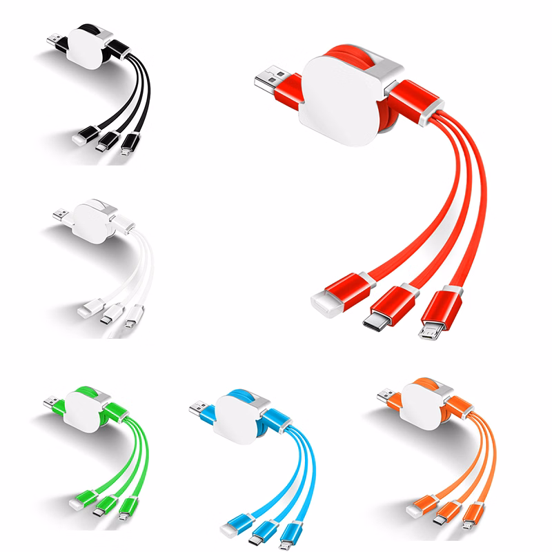 Retractable 3 in 1 Multiple USB Charging Cable Cord Adapter