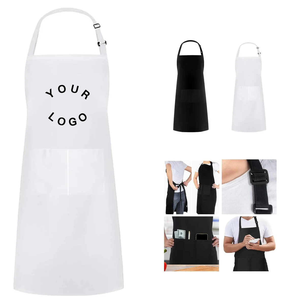 Kitchen Bib Apron with Front Pocket 1