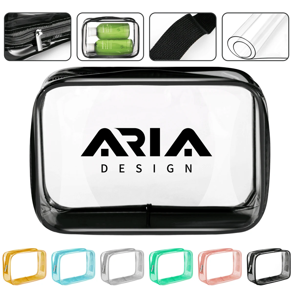 Custom Clear PVC Waterproof Travel Cosmetic Bag 1