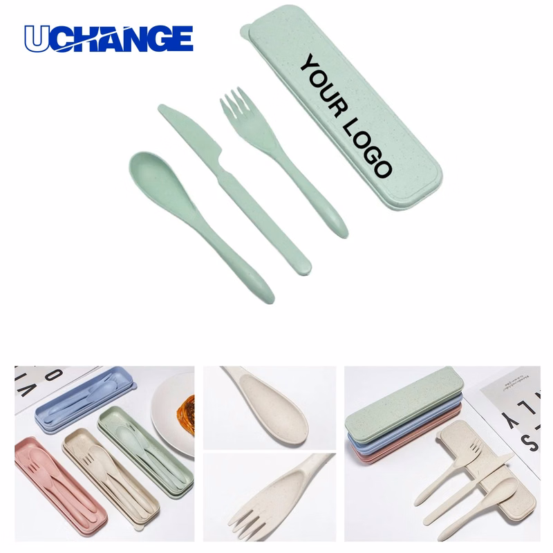 Reusable Wheat Straw Cutlery Set for Outdoor Dining