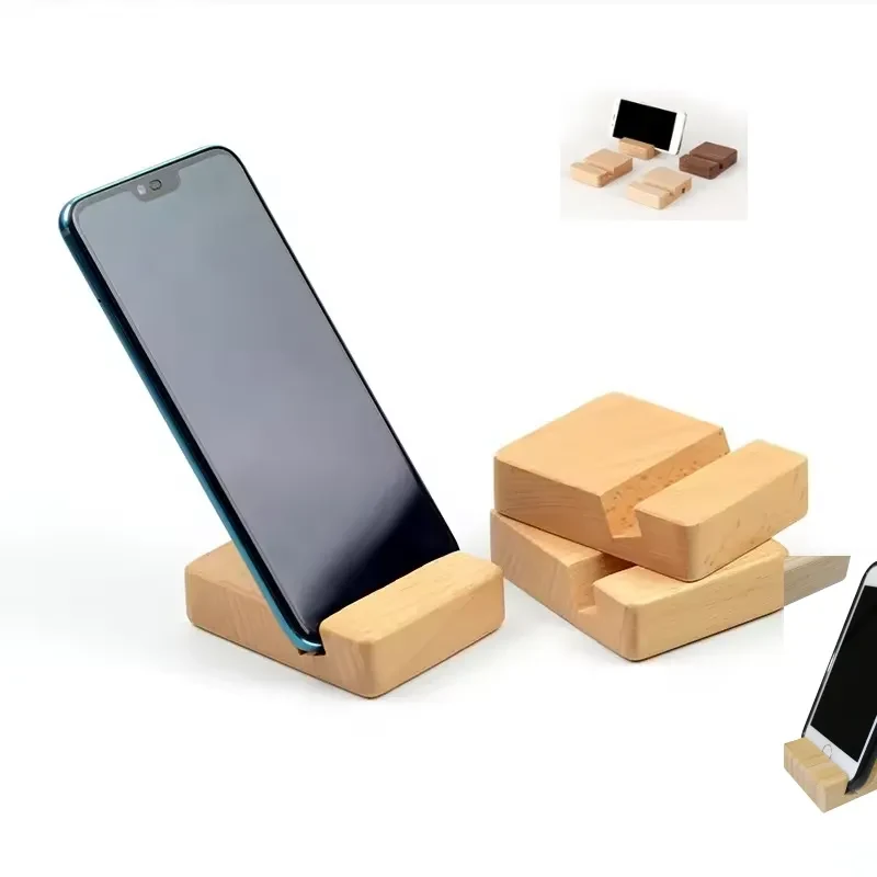 Bamboo Block Phone Stand 1