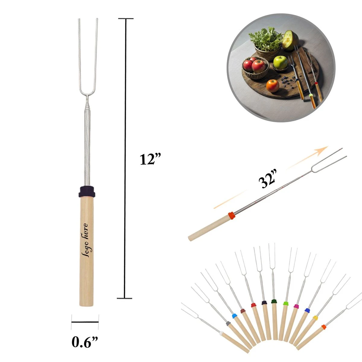 MOQ50 Telescopic Stainless BBQ Fork 1