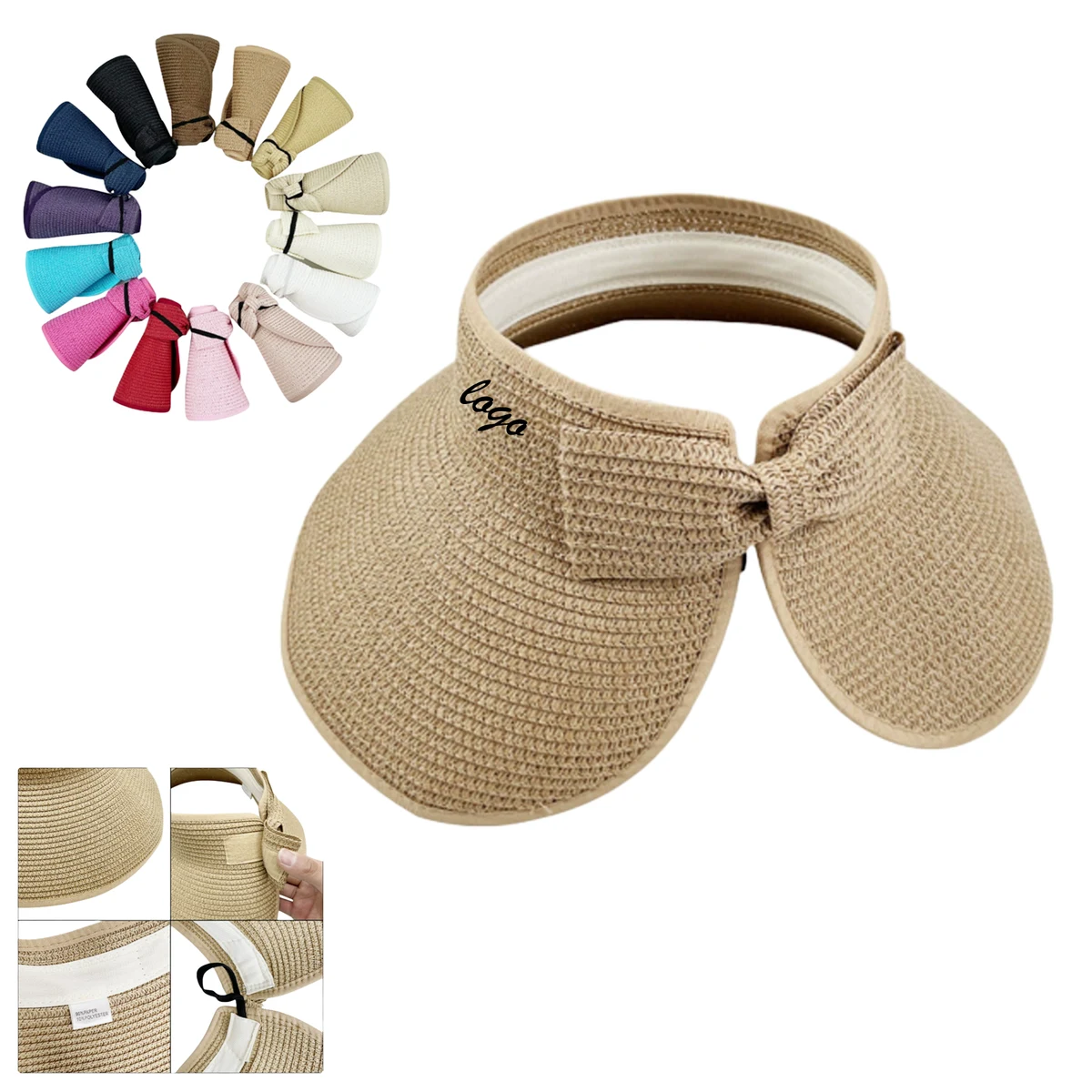 Summer foldable visor straw hat beach hat 1
