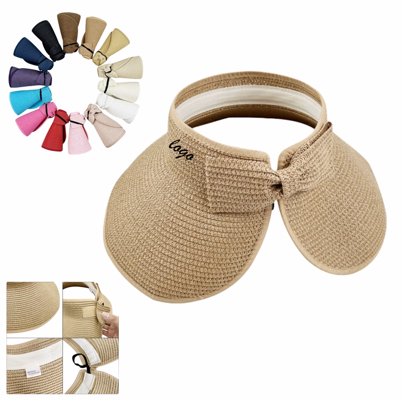 Summer foldable visor straw hat beach hat