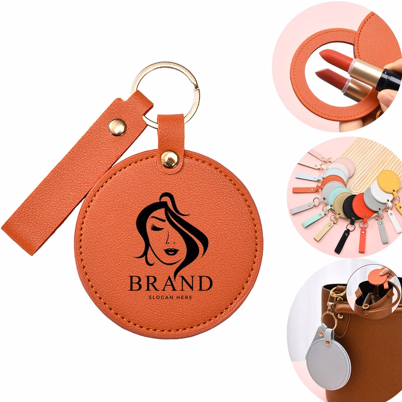 Circle leather key tags