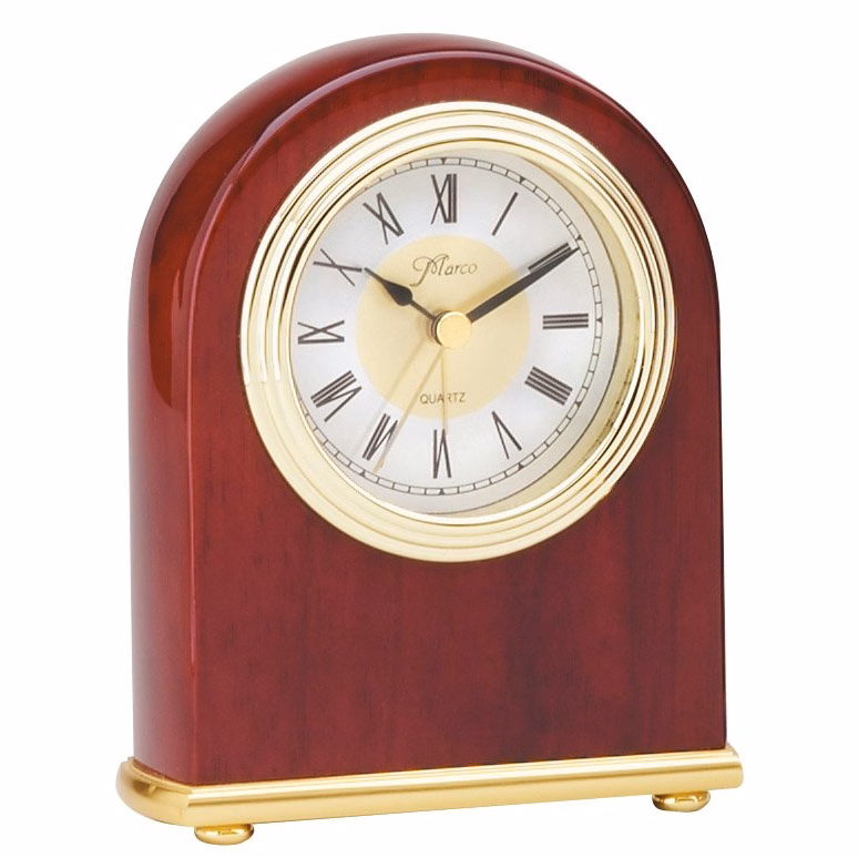 Piano Finish Rosewood Dome Clock 4" X 5"