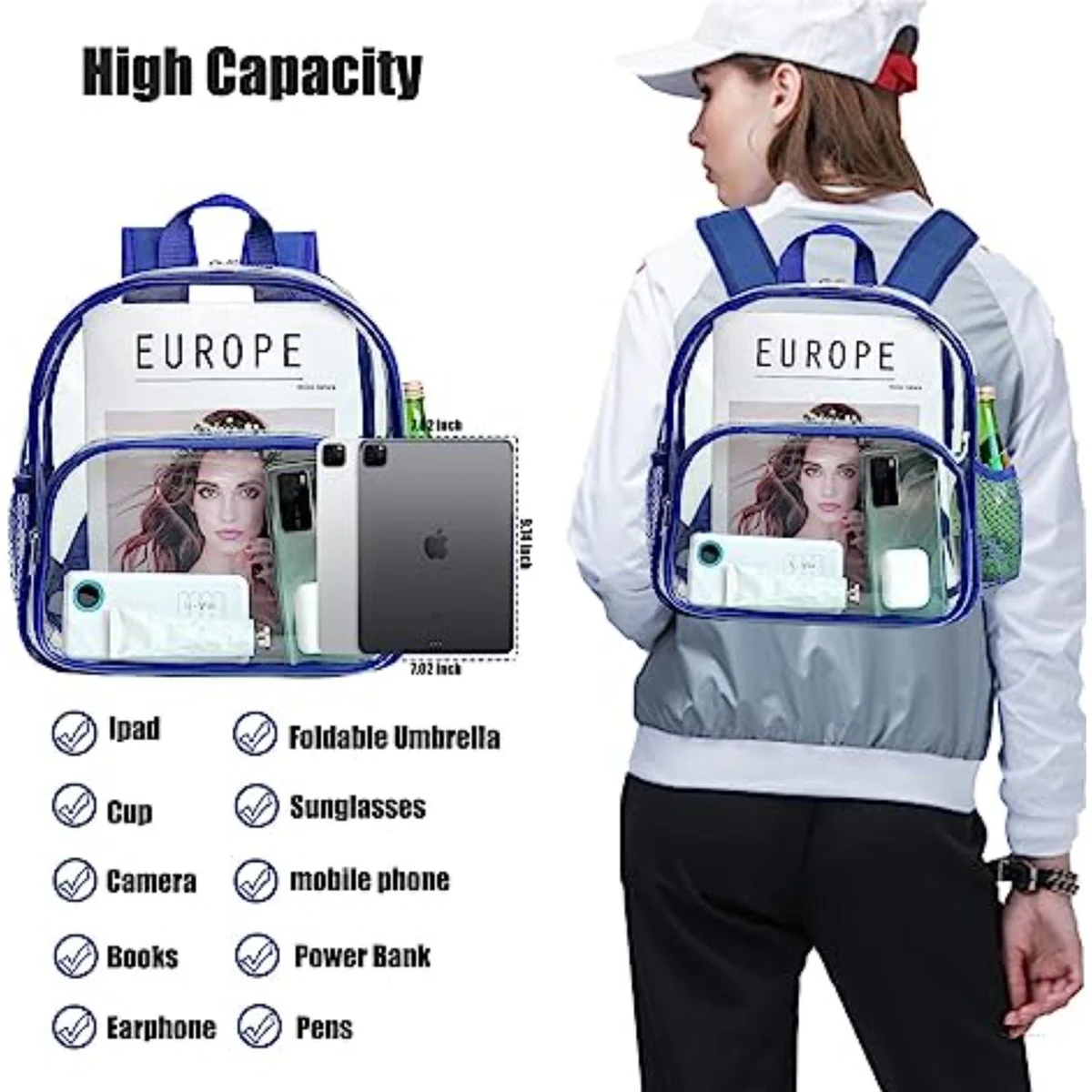 Travel Heavy Duty Clear Bag PVC Transparent Backpack 1