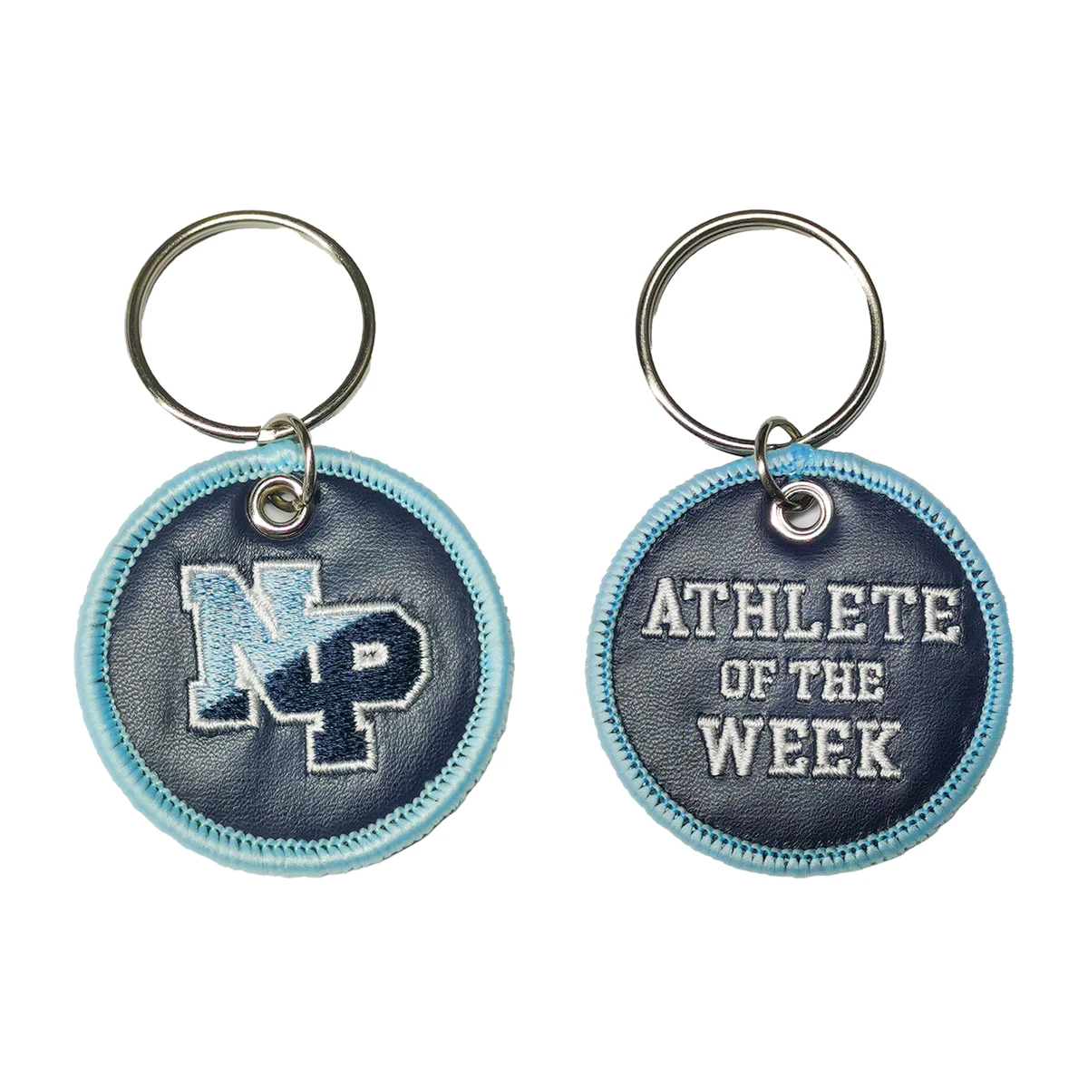 Custom-Made Leather Keychain Embroidered Design 1