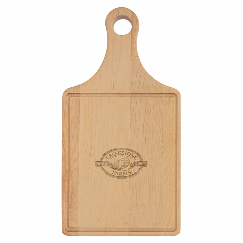 13" x 7" Maple Paddle-Shaped Cutting Board with Juice Groove
