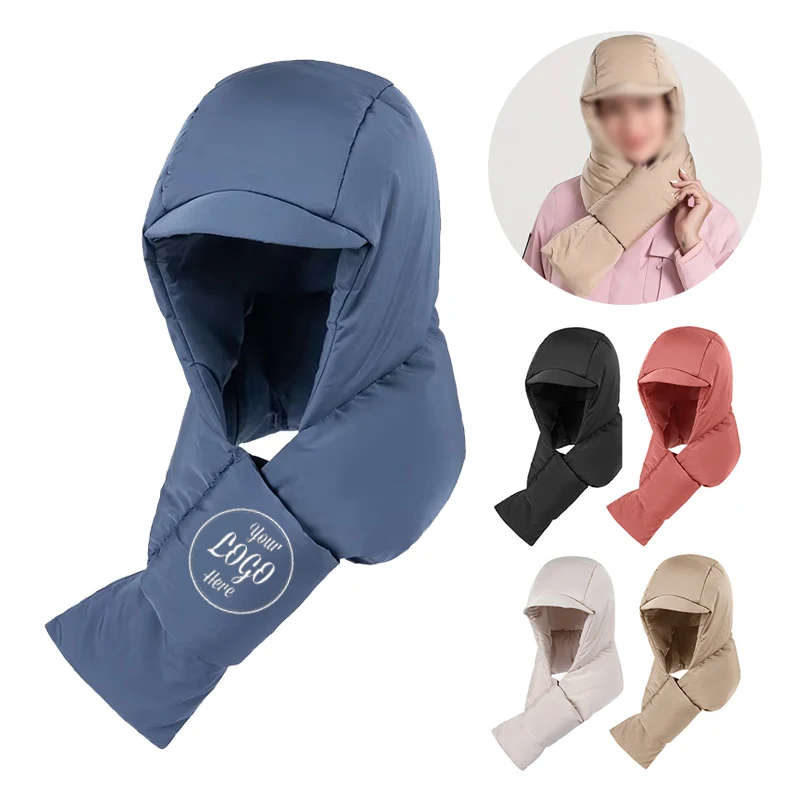 Hooded Scarf Windproof Warm Pullover Hat 1