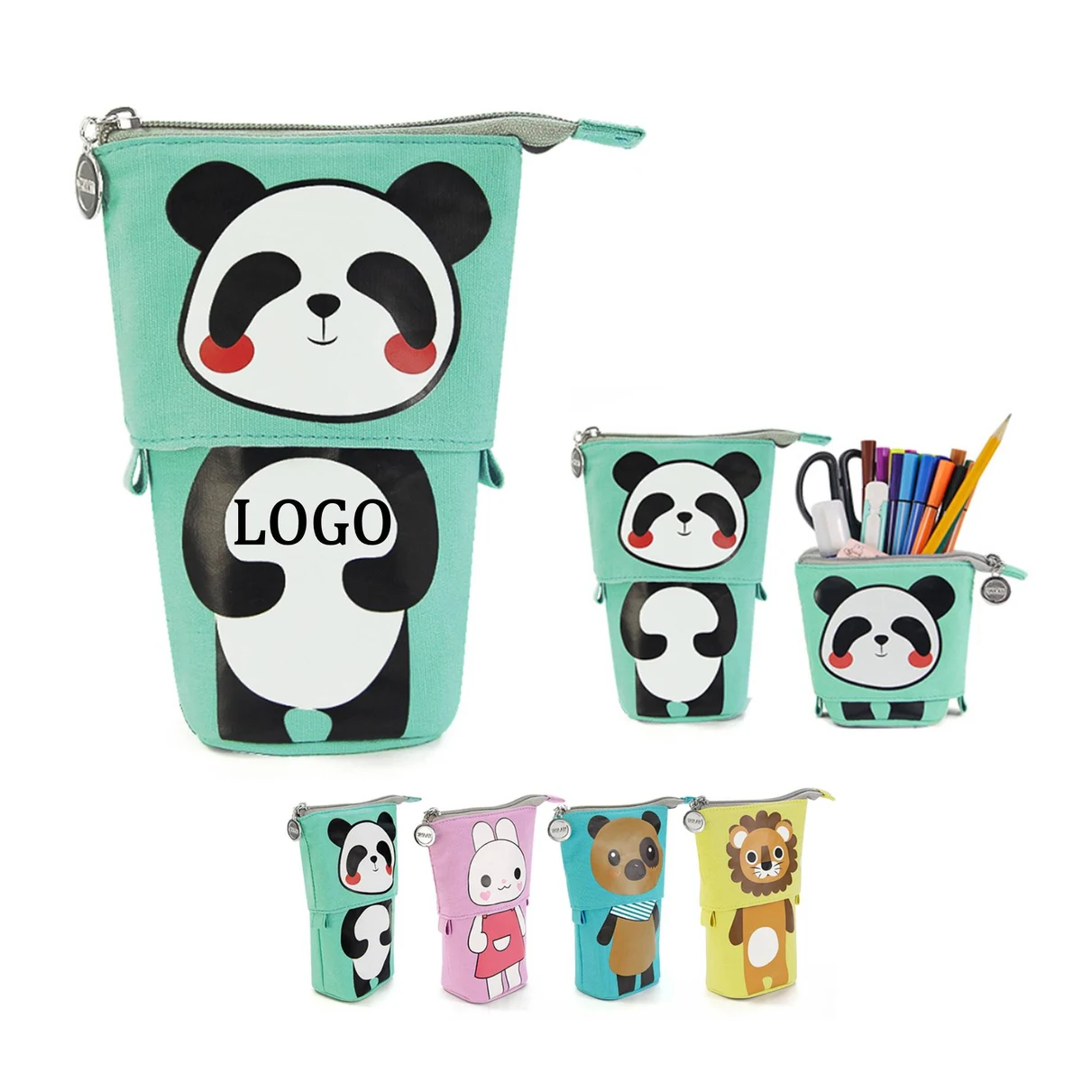 Cute Animal Pattern Standing Pencil Case For Kids 1
