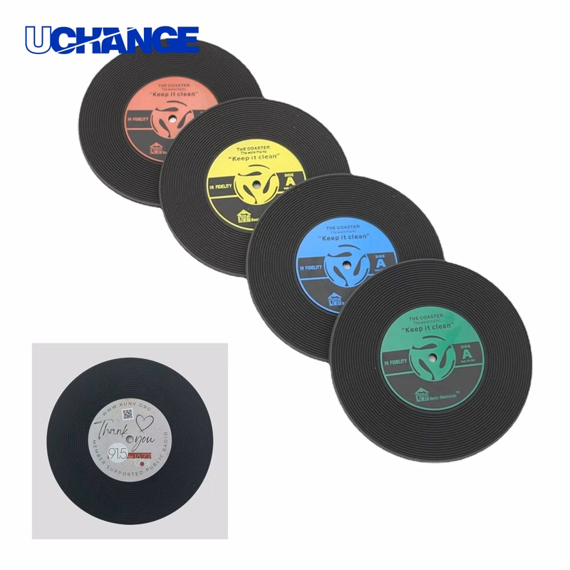 Full Color Print Retro Vinyl Record Coaster Mat