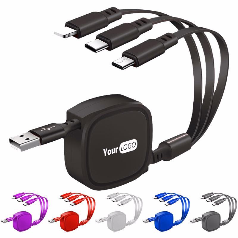 Abs 3-In-1 Retractable Multi-Device Charging Cable ?C Compact And Convenient