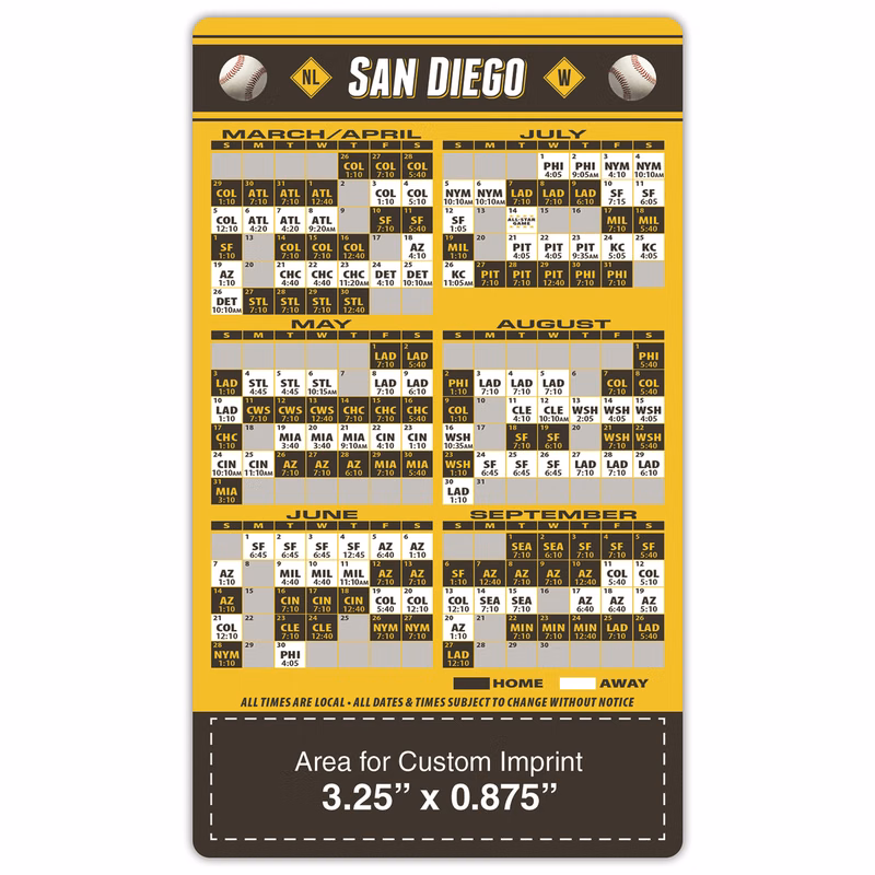 Magnet Sport Schedules - 3.5x6 Baseball Round Corners - 25 mil.