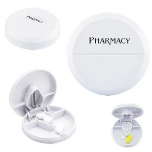 Round Shape Pill Case Tablet Box With Cutter 1