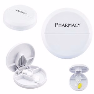 Round Shape Pill Case Tablet Box With Cutter