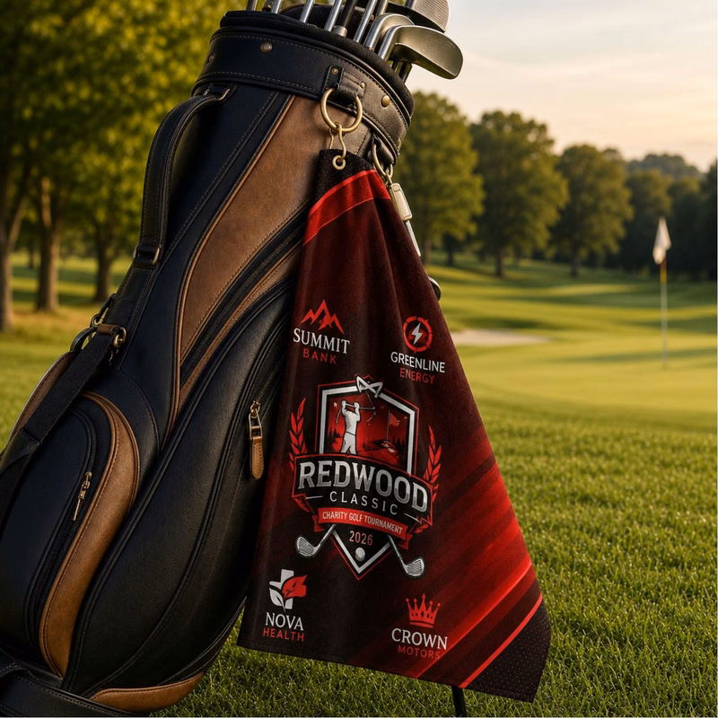 48Hr Quick Ship - Colored Microfiber Dri-Lite Terry Golf Towel, 15x25, Sublimated 2 sides