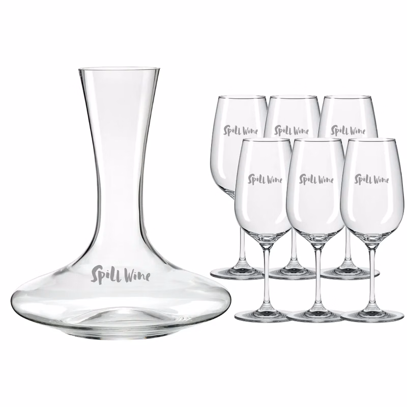 Crystal Mendoza Wine Bottle and Stemmed Glass Set