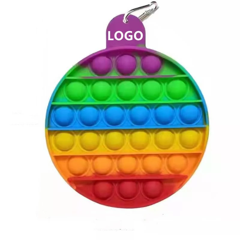 Round Rainbow Push Bubble Fidget Sensory Silicone Toy 1