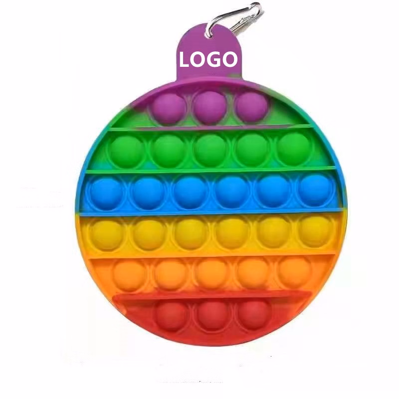 Round Rainbow Push Bubble Fidget Sensory Silicone Toy