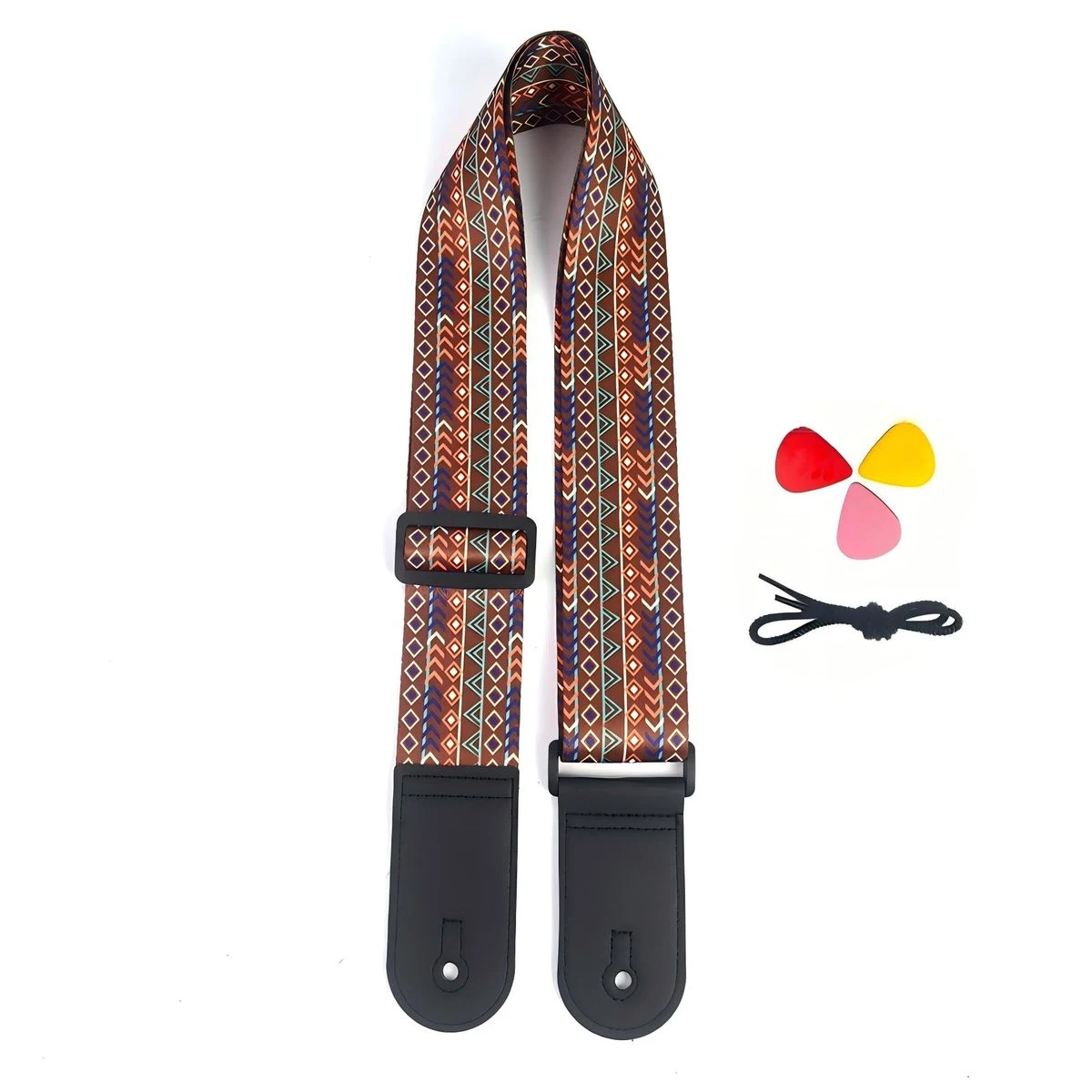 Premium Woven Polyester Guitar Strap Set 1