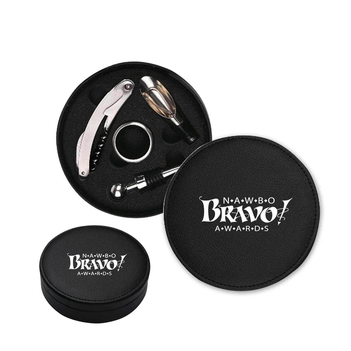 Low MOQ 4 PC Leatherette Case Wine Opener Set & Corkscrew 1