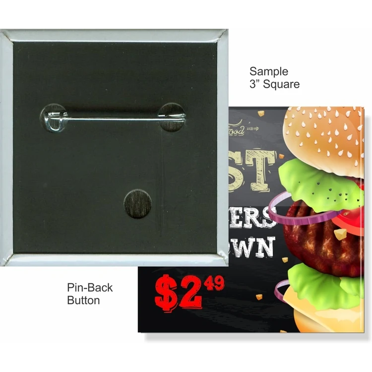 Pin-back 3 Inch Square Button 1