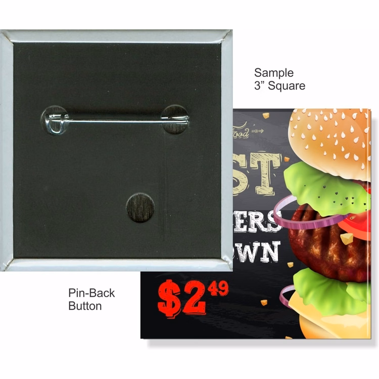 Pin-back 3 Inch Square Button