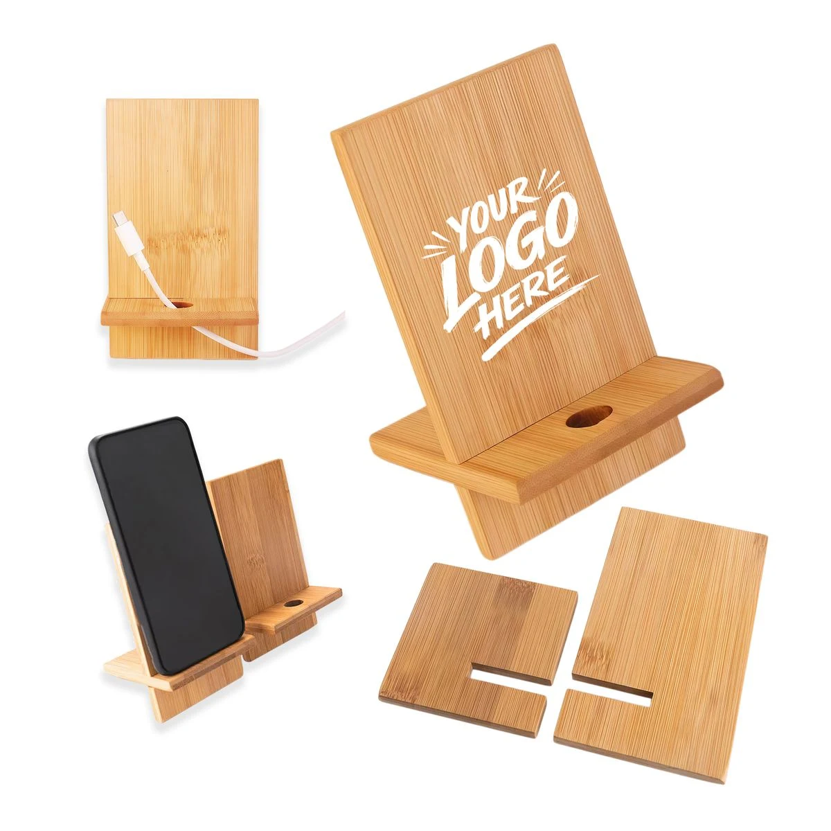 Eco Bamboo Phone Stand Detachable Desk Holder 1