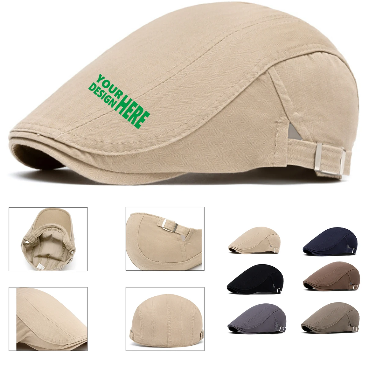Cotton Flat Cap with Adjustability 1