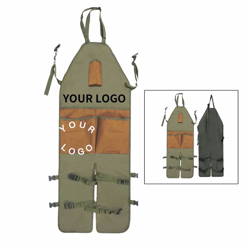 Long Oxford Fabric Apron with Multi Pockets