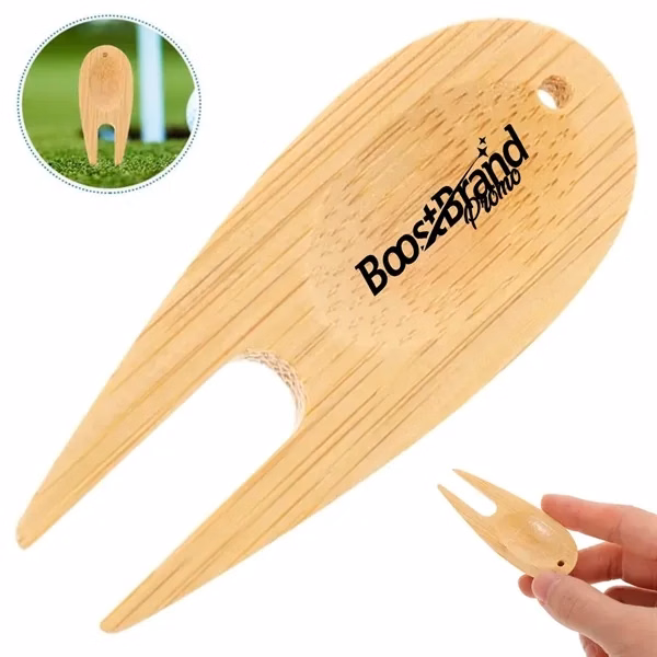 Custom Wooden Golf Divot Repair Tool with Two Prongs — Course Maintenance
