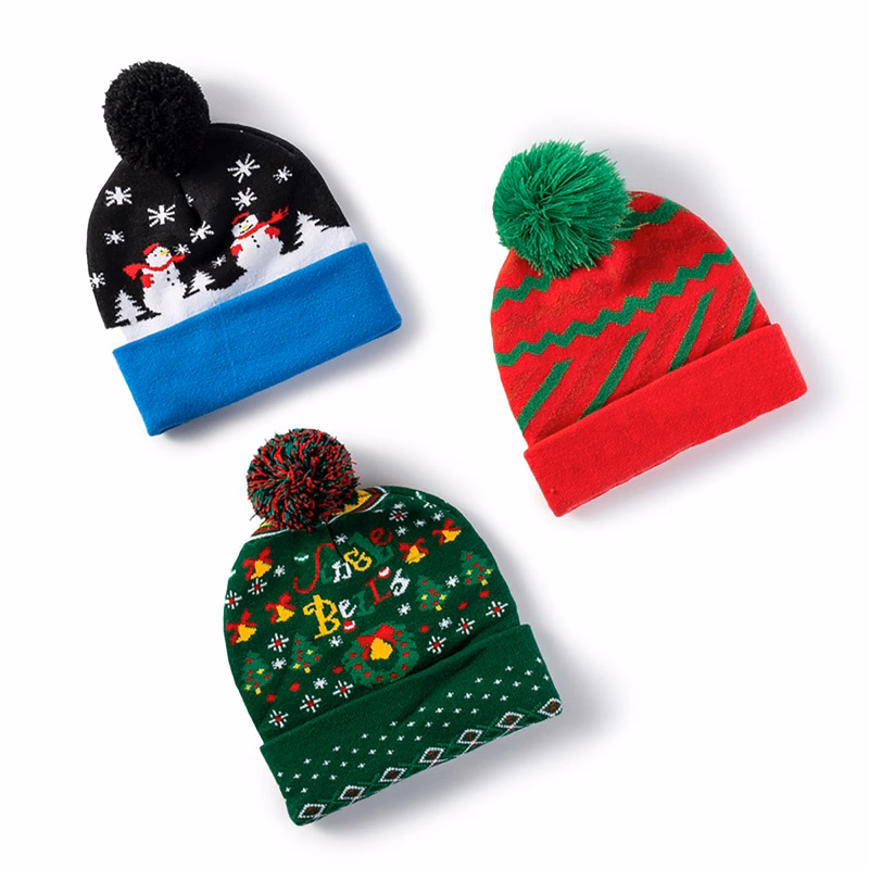 Knitted jacquard hat thickening