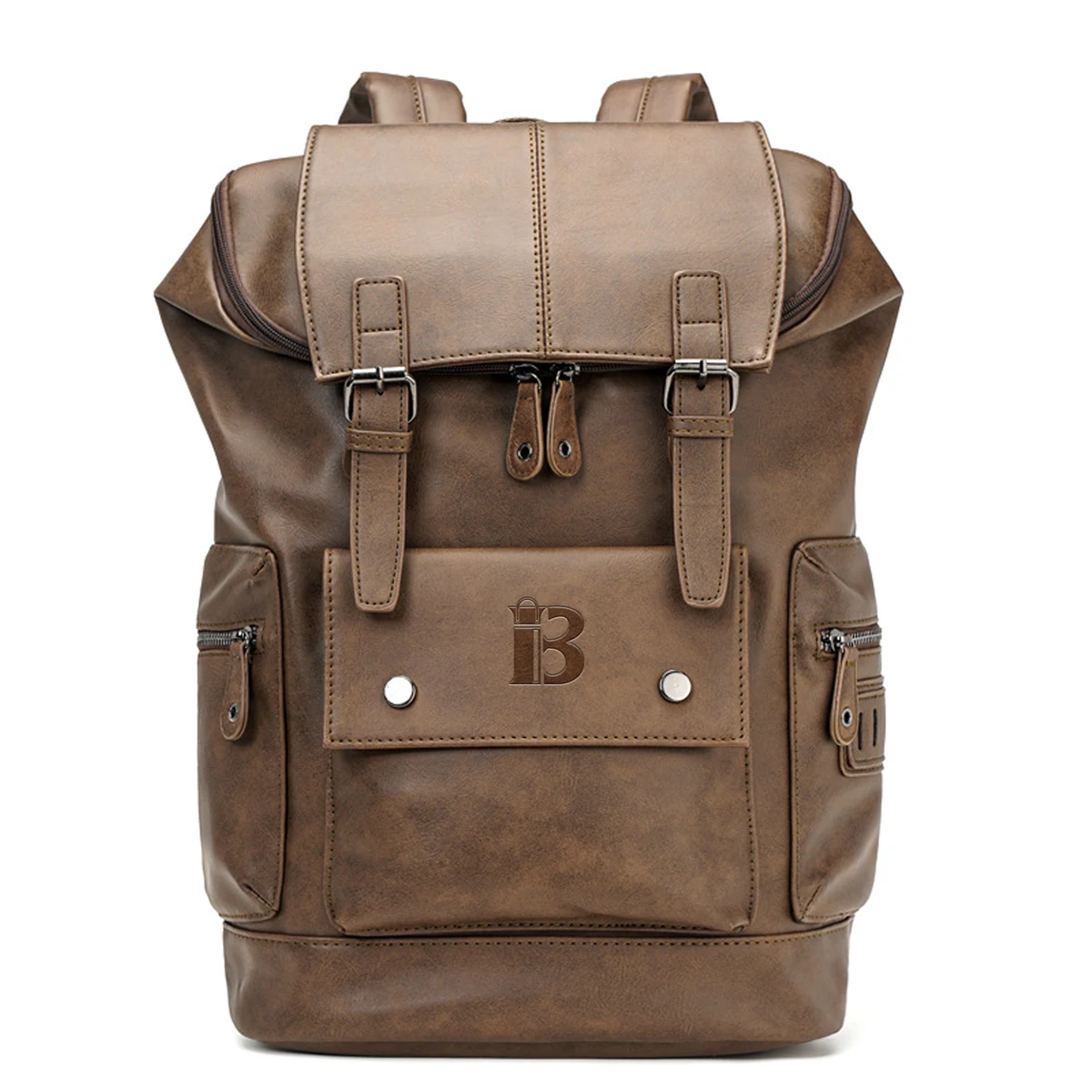 Large Capacity Pu Leather Laptop Backpack 1