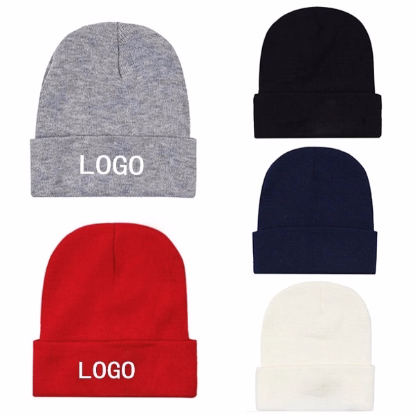 Embroidered Acrylic Knit Beanie with Cuff
