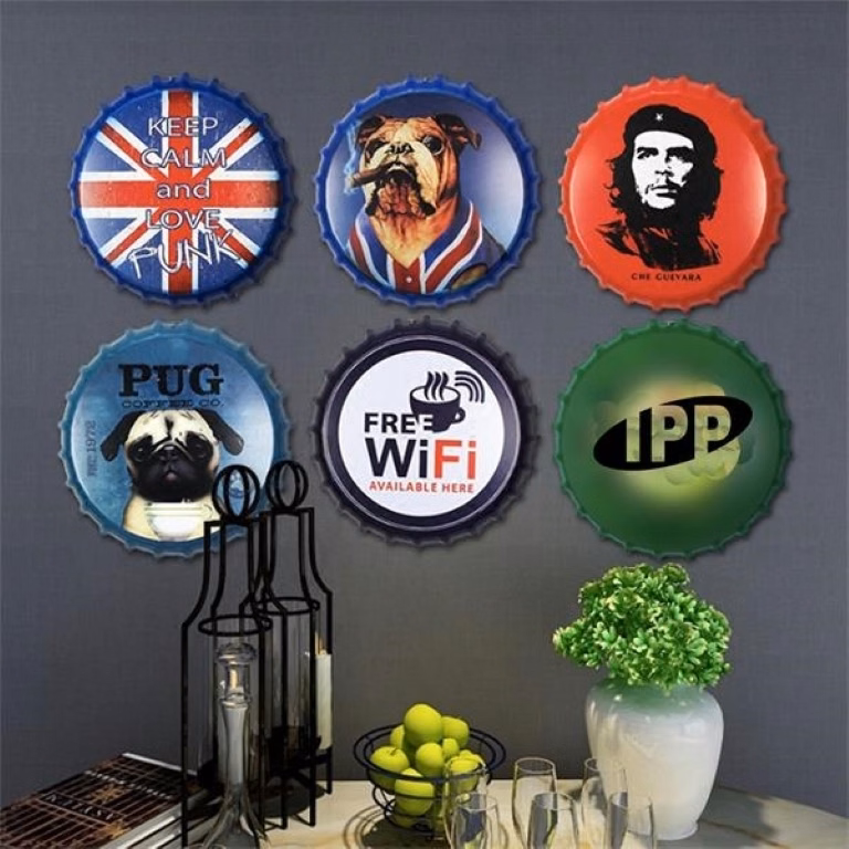 Custom beer bottle cap tin metal sign for wall decoration