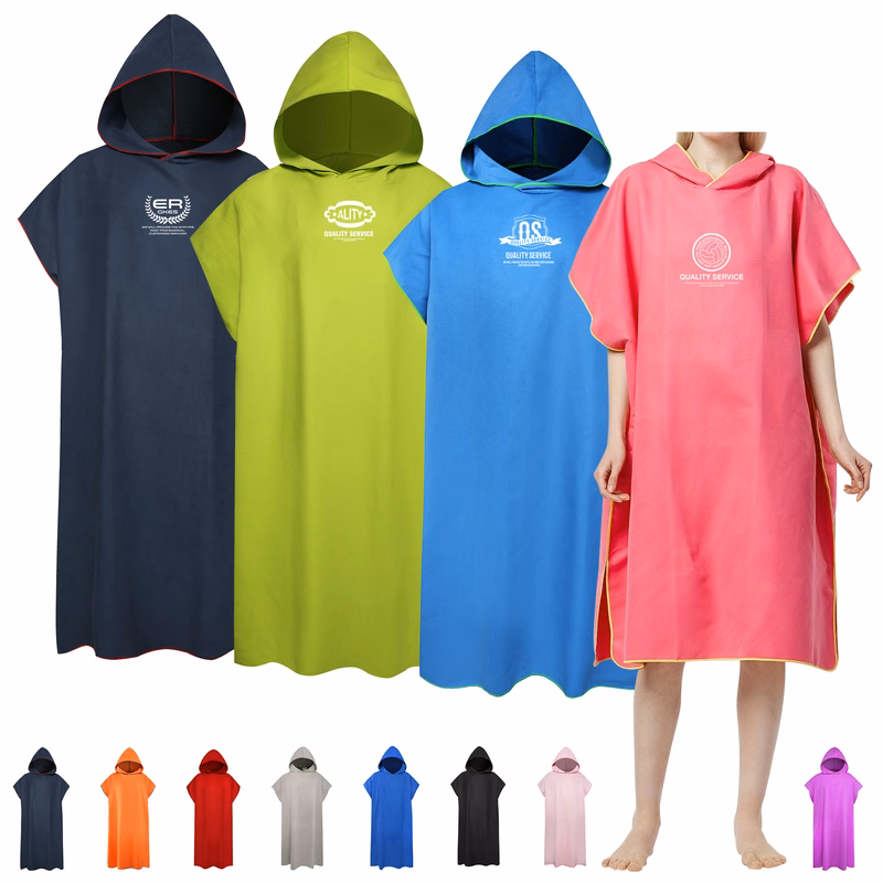 Microfiber Hooded Beach Towel Poncho For Adults