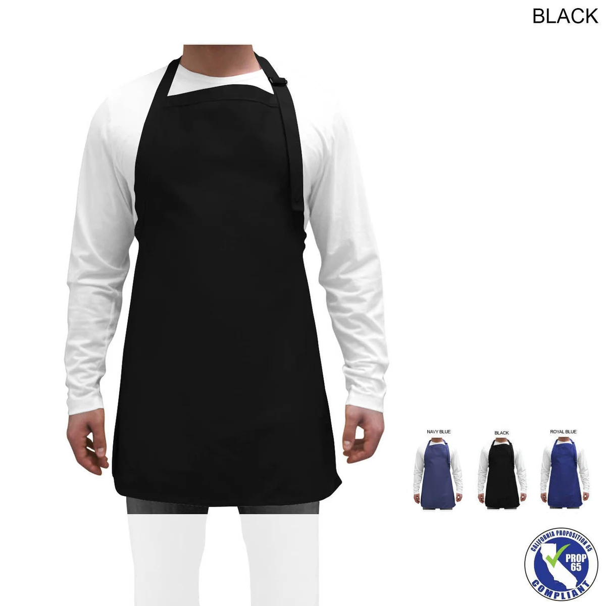 Domestic made Twill Bib Apron, 25x28, No Pockets, Adjustable Neck, Blank Only (Made in Canada) 1