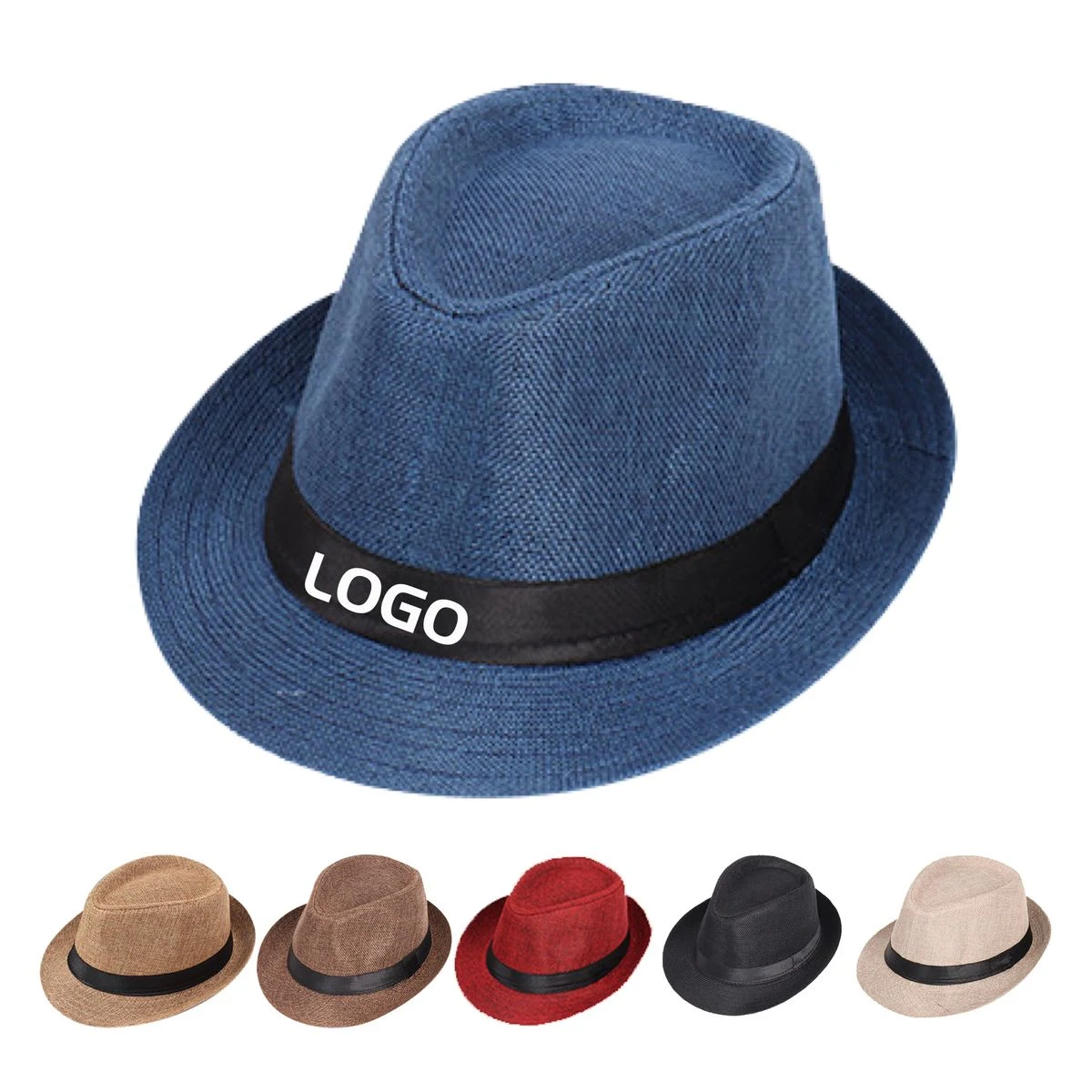Classic Unisex Linen Fedora Hat with Elegant Black Band 1