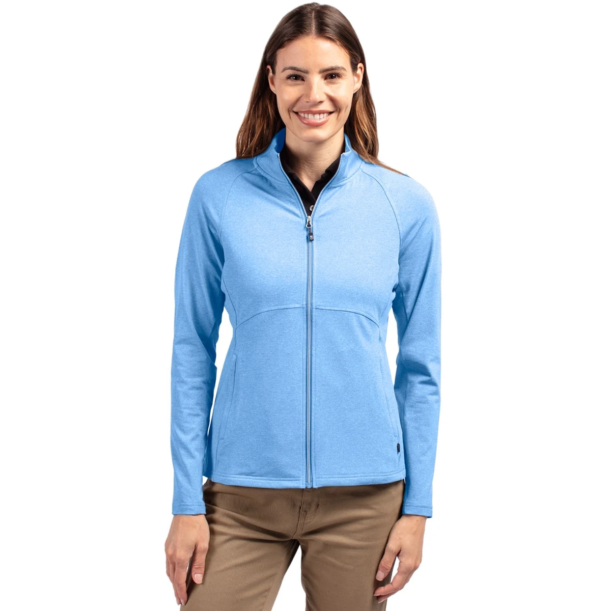 Cutter & Buck Adapt Recycled Soft Knit Stretch Womens Heathered Full Zip Jacket 1