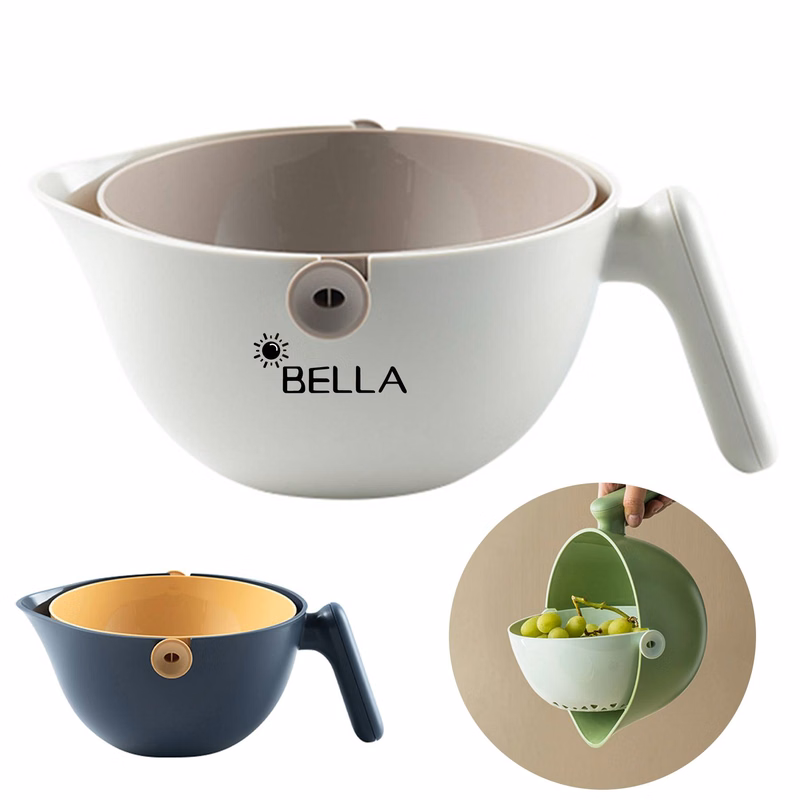 Plastic Double-walled vegetable basin drain basket