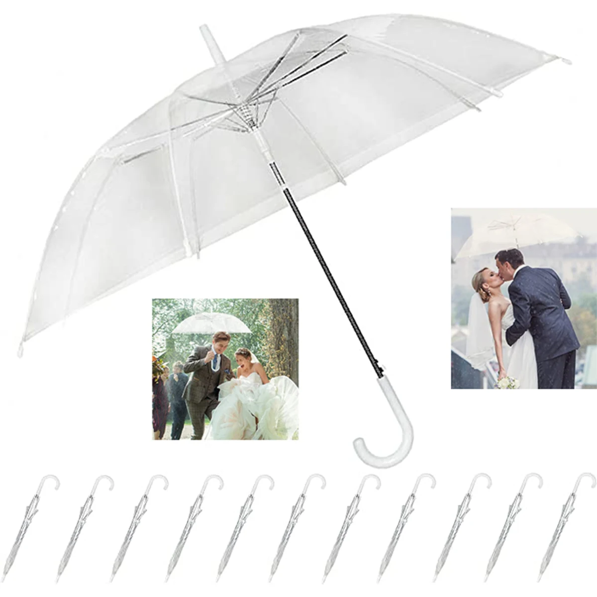 Clear Wedding Style Stick Umbrella 1