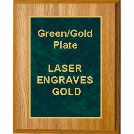 5" x 7" Oak Finish Plaque with a Green Marble Designer Plate